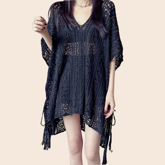 Sided-Tassel Detailed Crochet Tunic