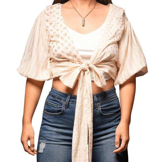 Chic Tranquility Patchwork Wrap Top