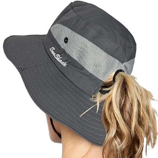 Outdoor UV Protection Packable Ponytail Hat