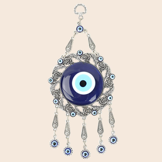 Wall Hanging Evil Eye With Roses/Leaves