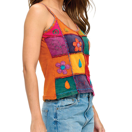 Tank Top Patchwork Handstitched Detailing