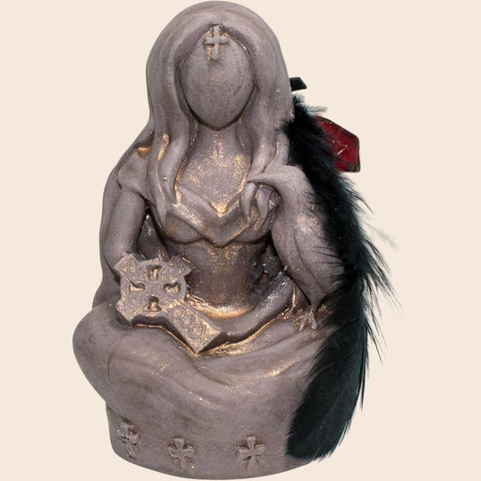Gypsum Cement Figurine - Morrigan Raven Goddess