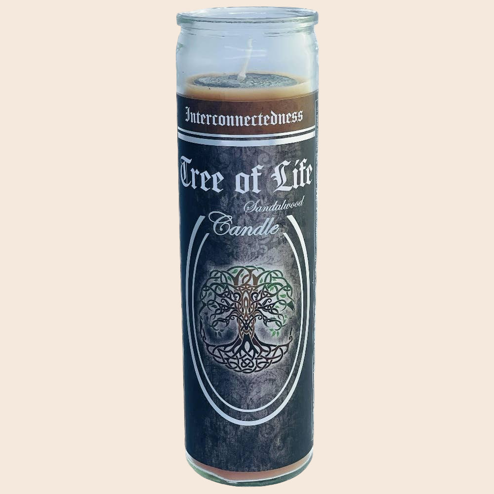 7 Day Glass Ritual Candle - Tree of Life - Sandalwood