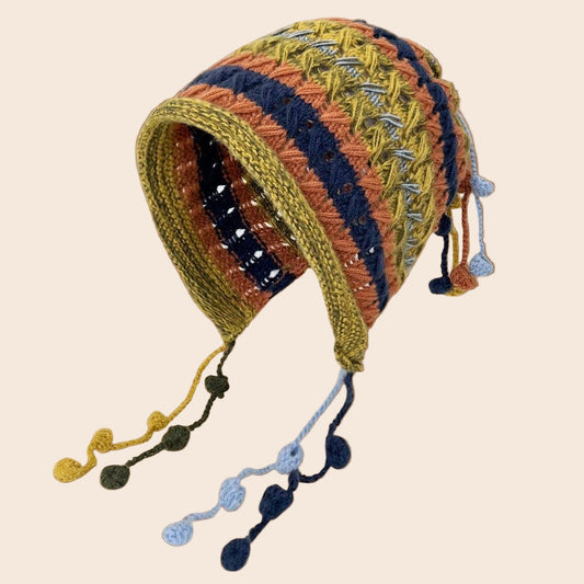Handcrafted Multicolored Crocheted Hat with Tassel
