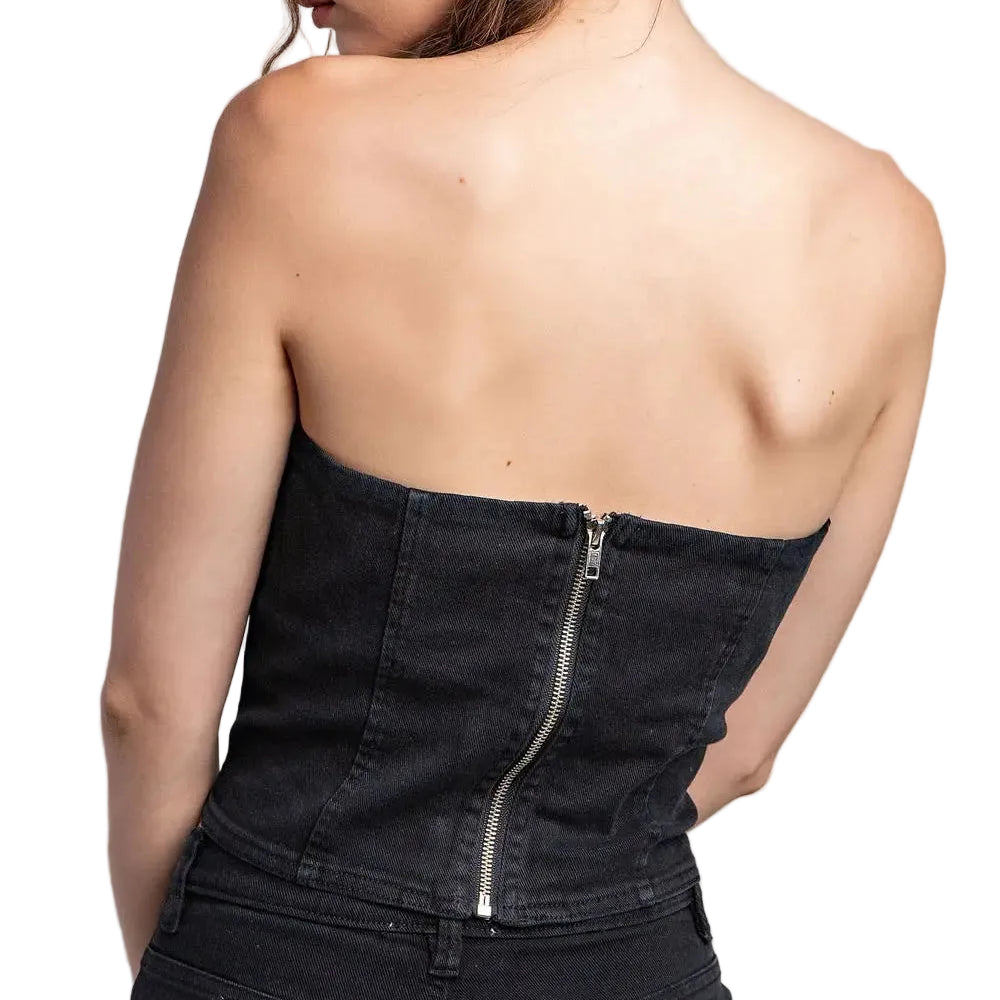 Strapless Zipper Top