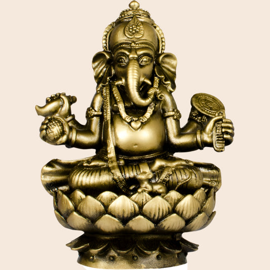 Polyresin Sitting Ganesha - Gold