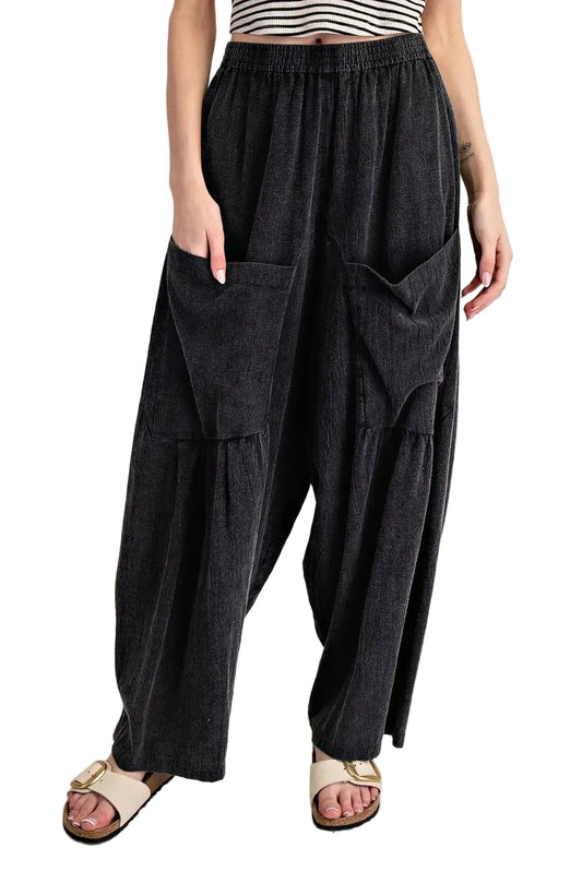 Mineral Washed Wide Leg Pants