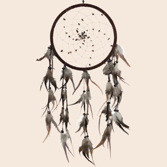 Dreamcatcher Tiger Eye Beads Spiral Web Brown