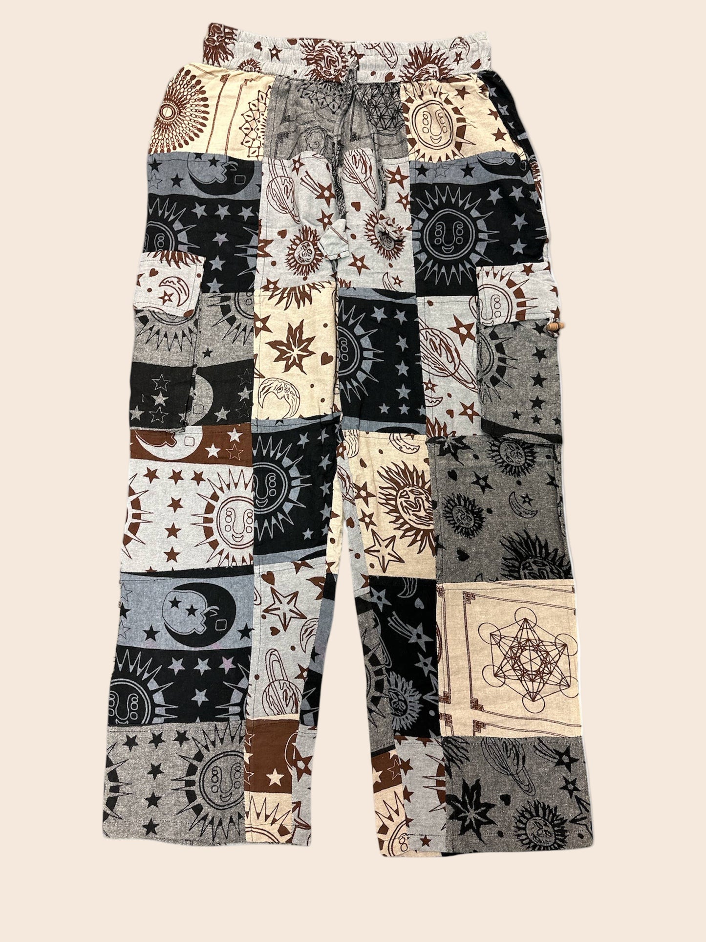 Black and White Celestial Patchwork Pants