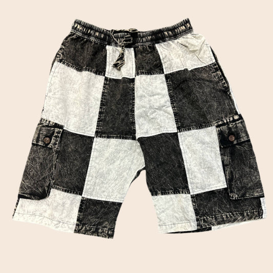Black and White Patchwork Shorts