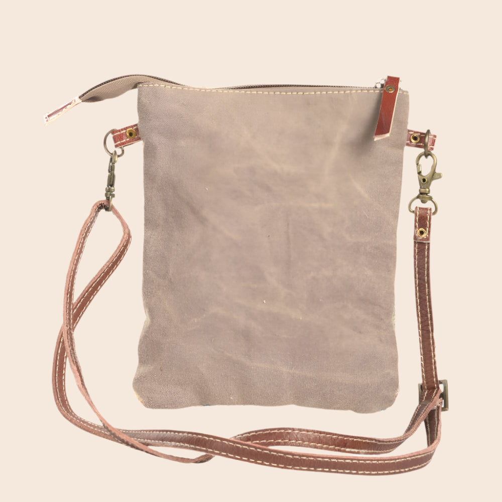 Recycled Rug With Cowhide Crossbody