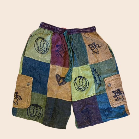 Grateful Dead Cotton Stonewash Patchwork Men's Cargo Shorts