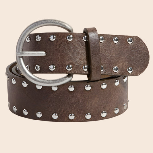 Metallic Studded Faux Leather Belt