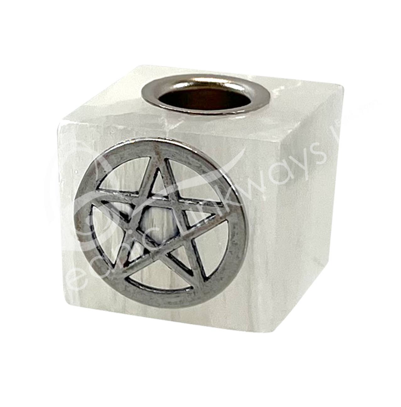 Selenite Pentagram Chime Candle Holder