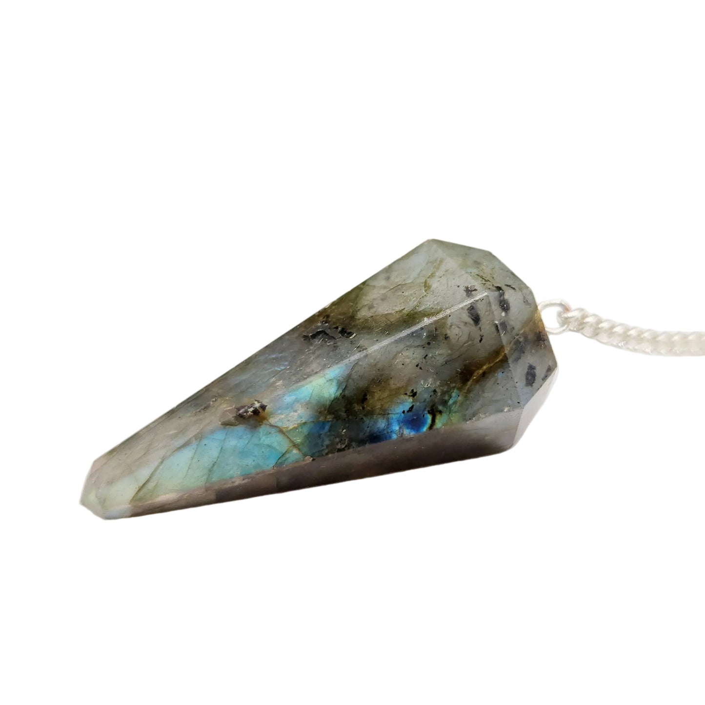 Labradorite Pendulum w/Chakra Beads-Silver Plate Chain