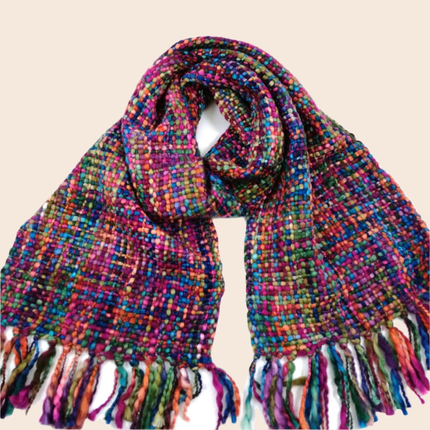 Ladies Chunky Tweed Winter Soft Scarf - Purple Mix