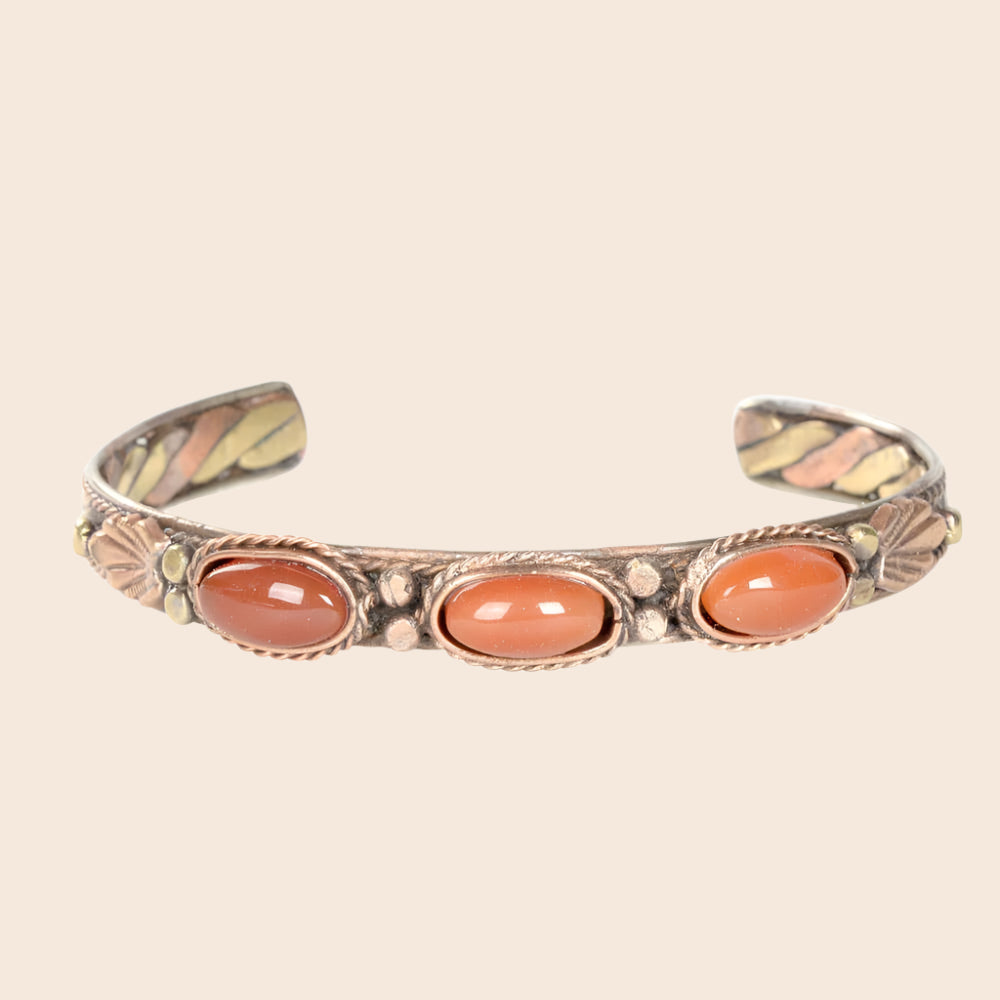 1/4" 3 Carnelian Stone Cuff