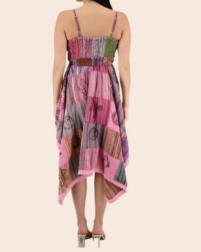 Smocked Bodice Patchwork Dress
