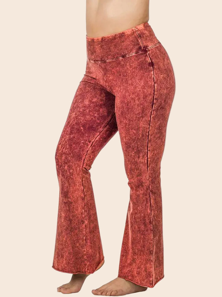 Plus Size Mineral Washed Raw Edge Hem Pants