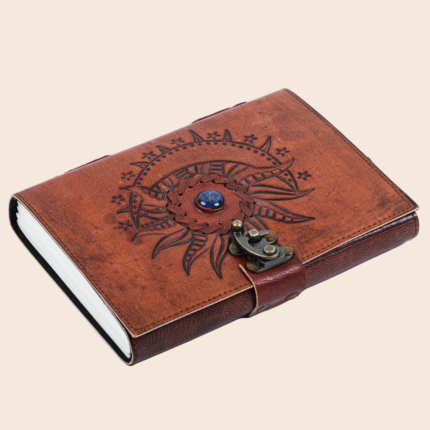 Sun and Moon Lapis Leather Journal