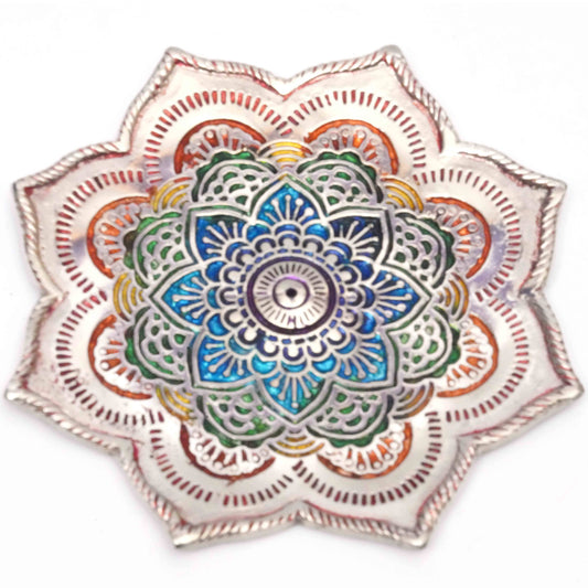 Mandala Lotus Aluminum Incense Burner – Hand-Painted