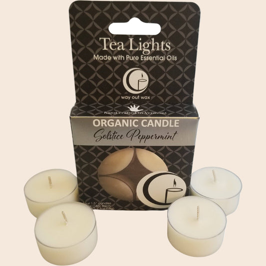 Solstice Peppermint - Organic Holiday Tealight Candle 4-pack