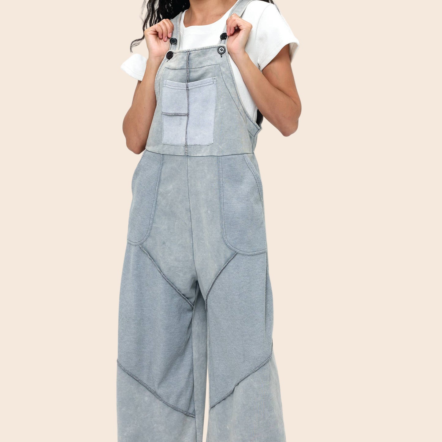 Overall Patchwork Waffle Knit