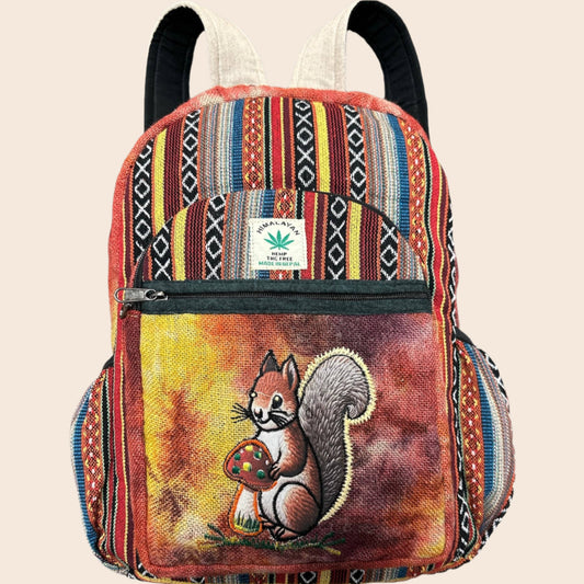 Hemp Tie Dye  Mushroom With Squirrel Backpack