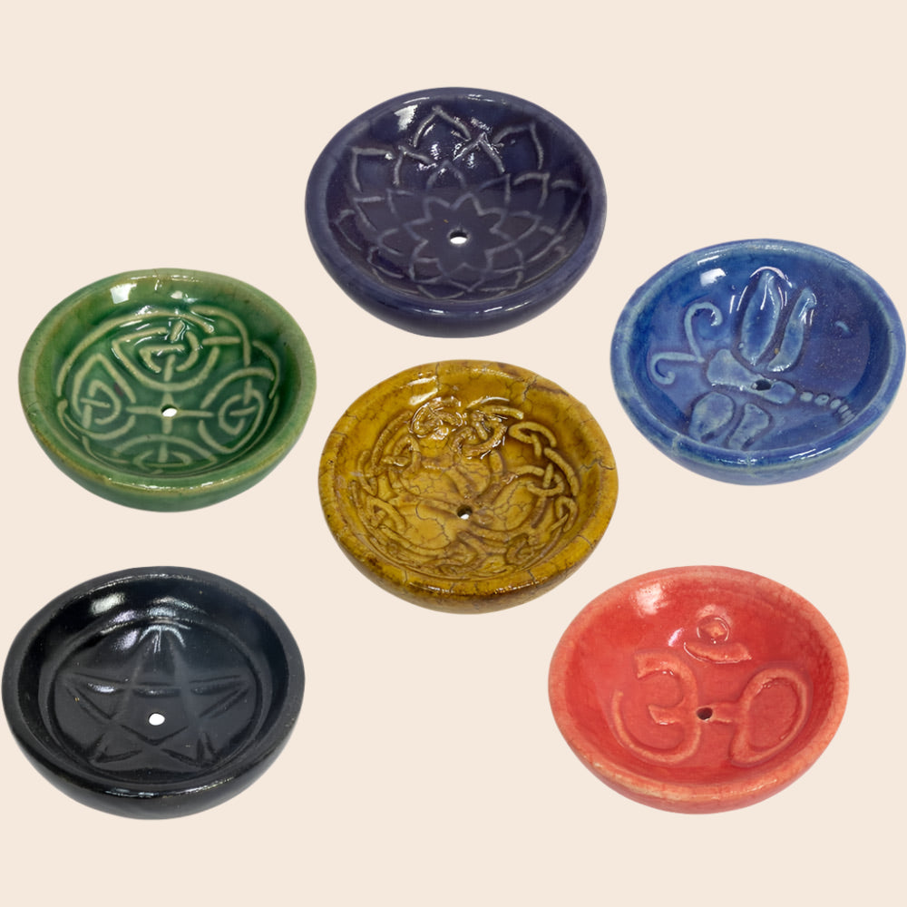 Embossed Ceramic Incense Burner Bowl