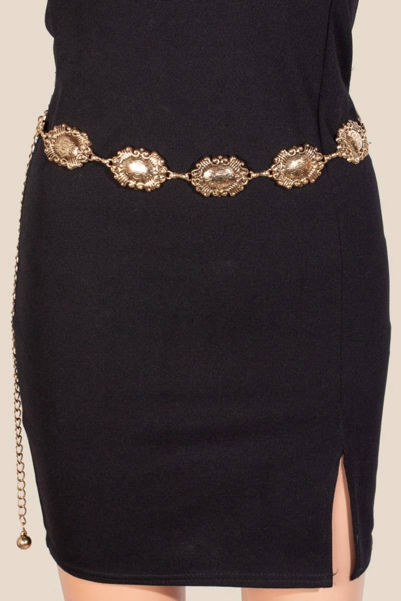 Gold Detailed Disc Chain Belt