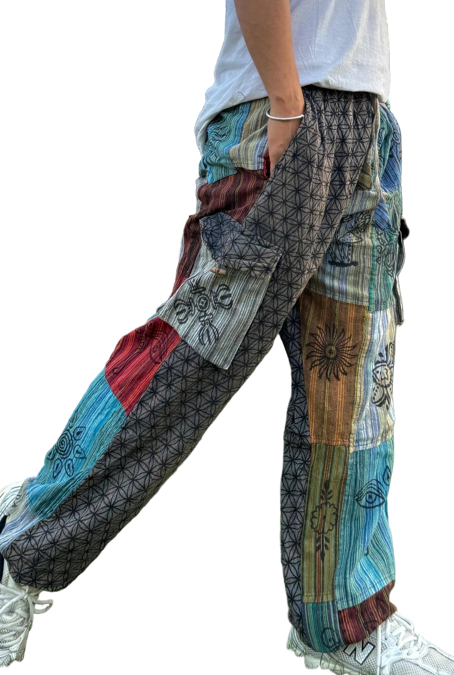 Split Flower of Life Patchwork Harem Pants