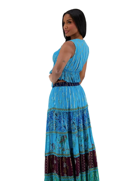 Lurex Rayon Matching Skirt and Top Set