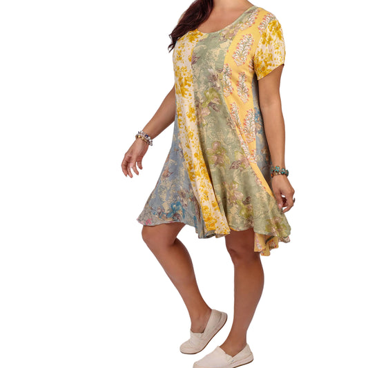 Short Summer Dress: Sunflower Petal Patch