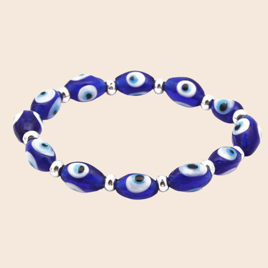 Evil Eye Bracelet Lampwork 8 mm Oval Beads
