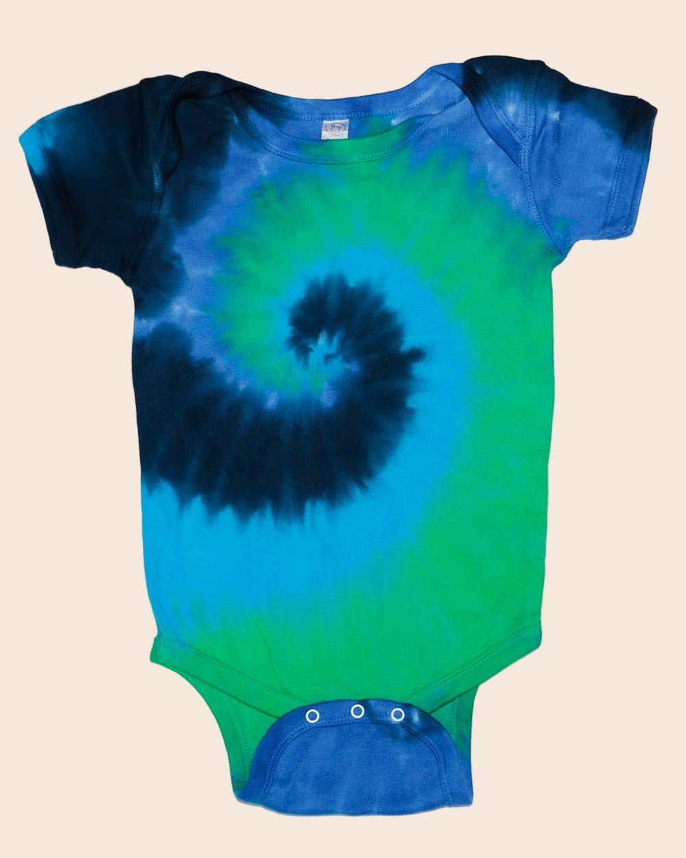 Tie Dye Baby Bodysuit One Piece Romper Blue Green Spiral