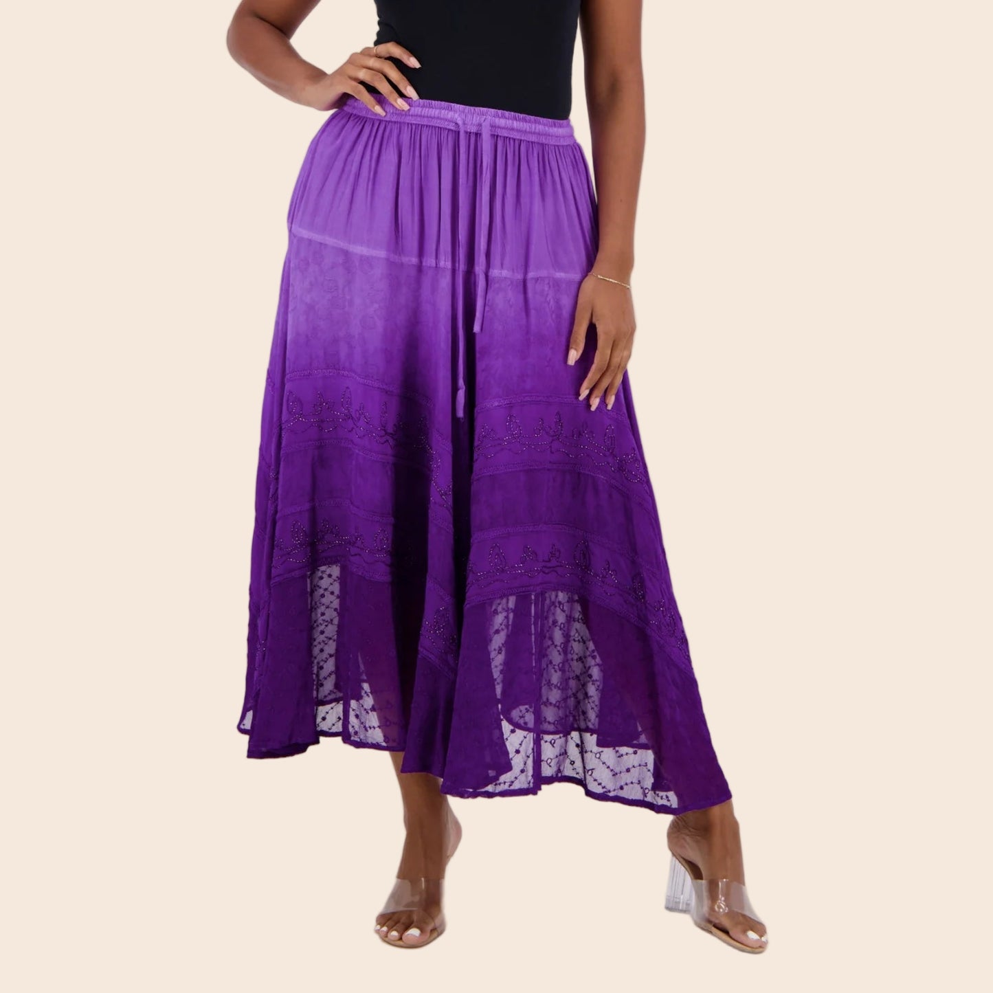 Ombre Lace Hem Skirt