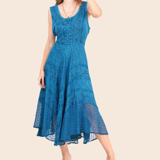 Lace Up Front Midi Dress