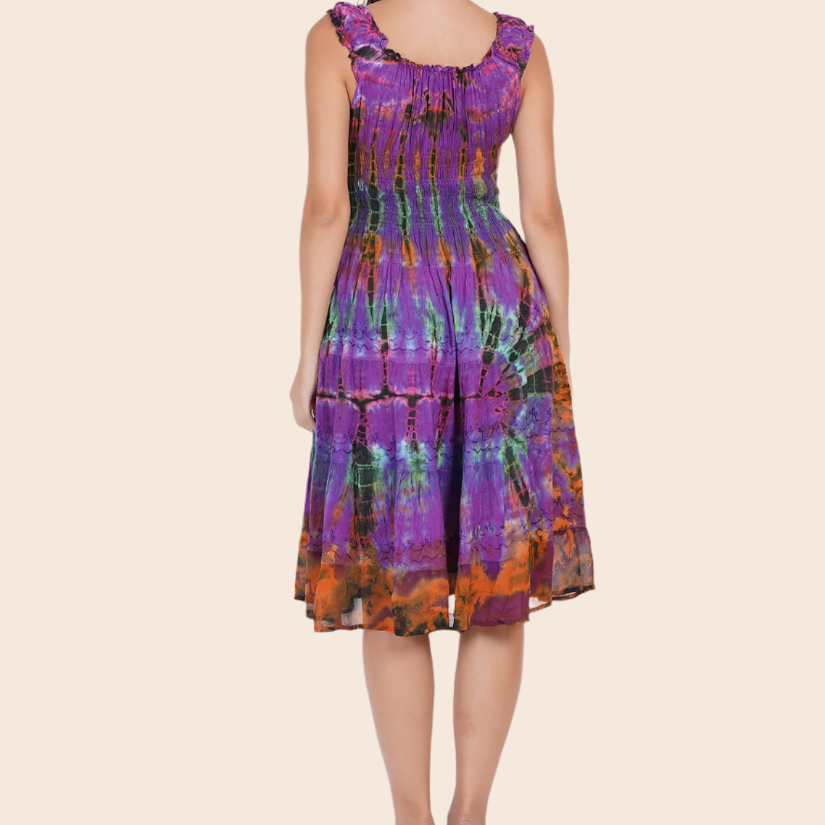 Smocked Waist Tie-Dye Dress
