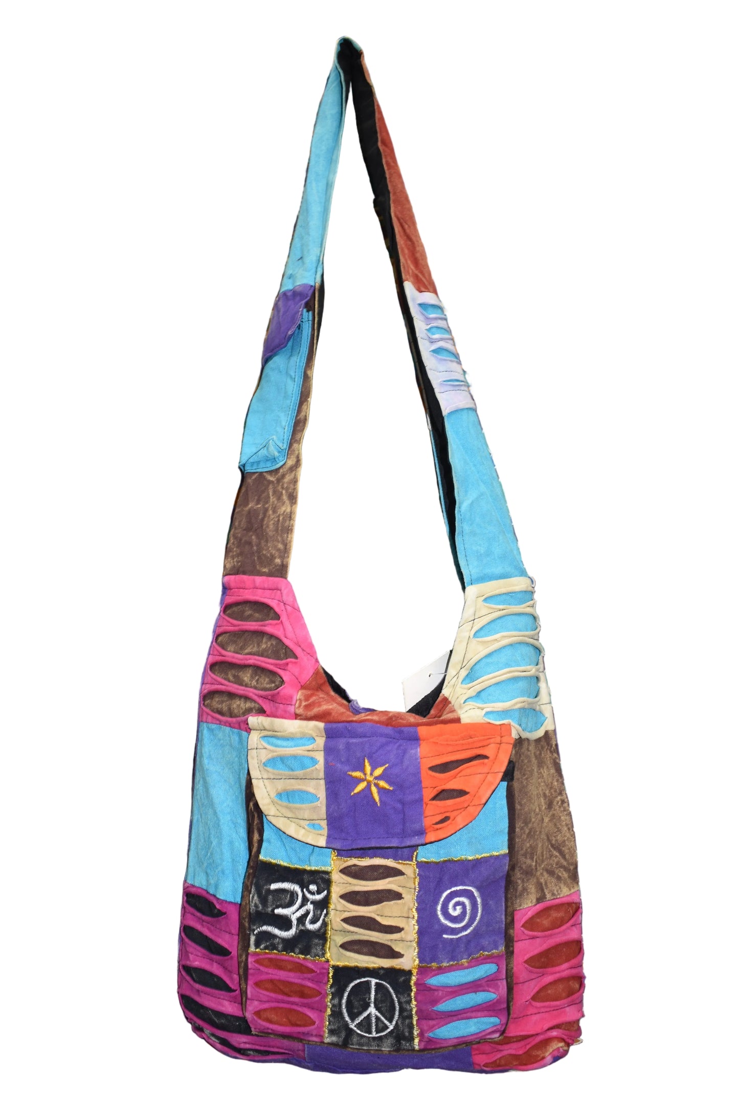 Peace Sign Mini Patch Patchwork Hobo Bag
