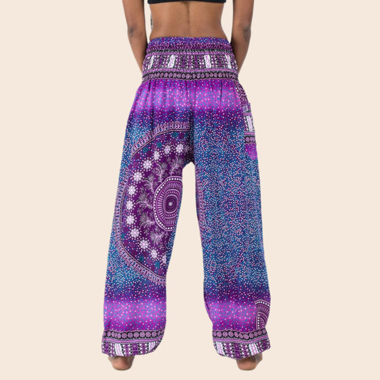 Purple Dotted Mandala Harem Pants