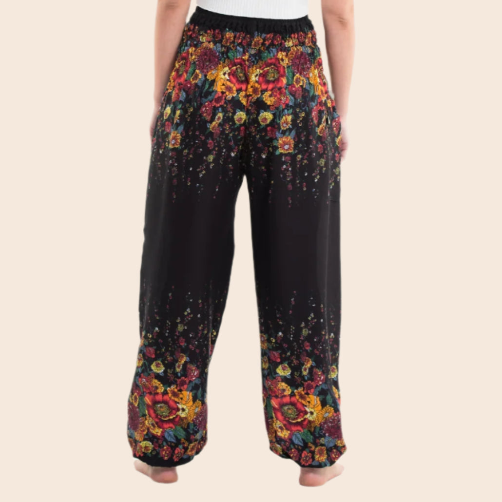 Black Floral Haram Pants