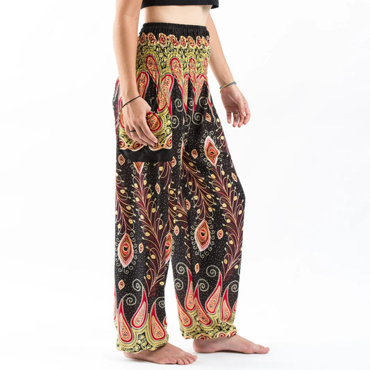 Black Peacock Paisley Harem Pants