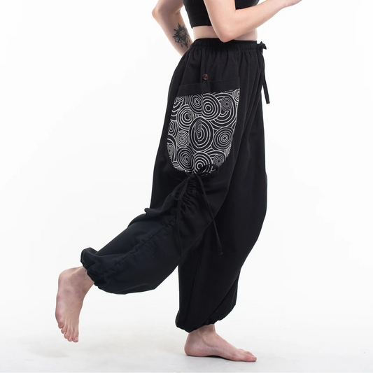 Cotton Swirl Pocket Harem Pants