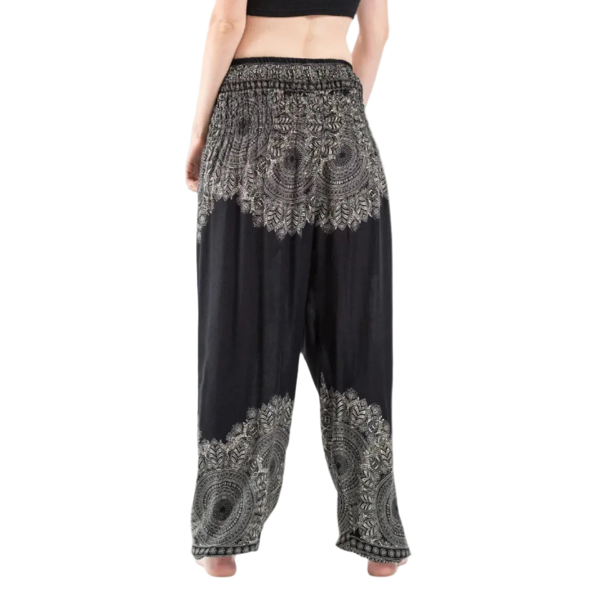Black Floral Mandala Harem Pants