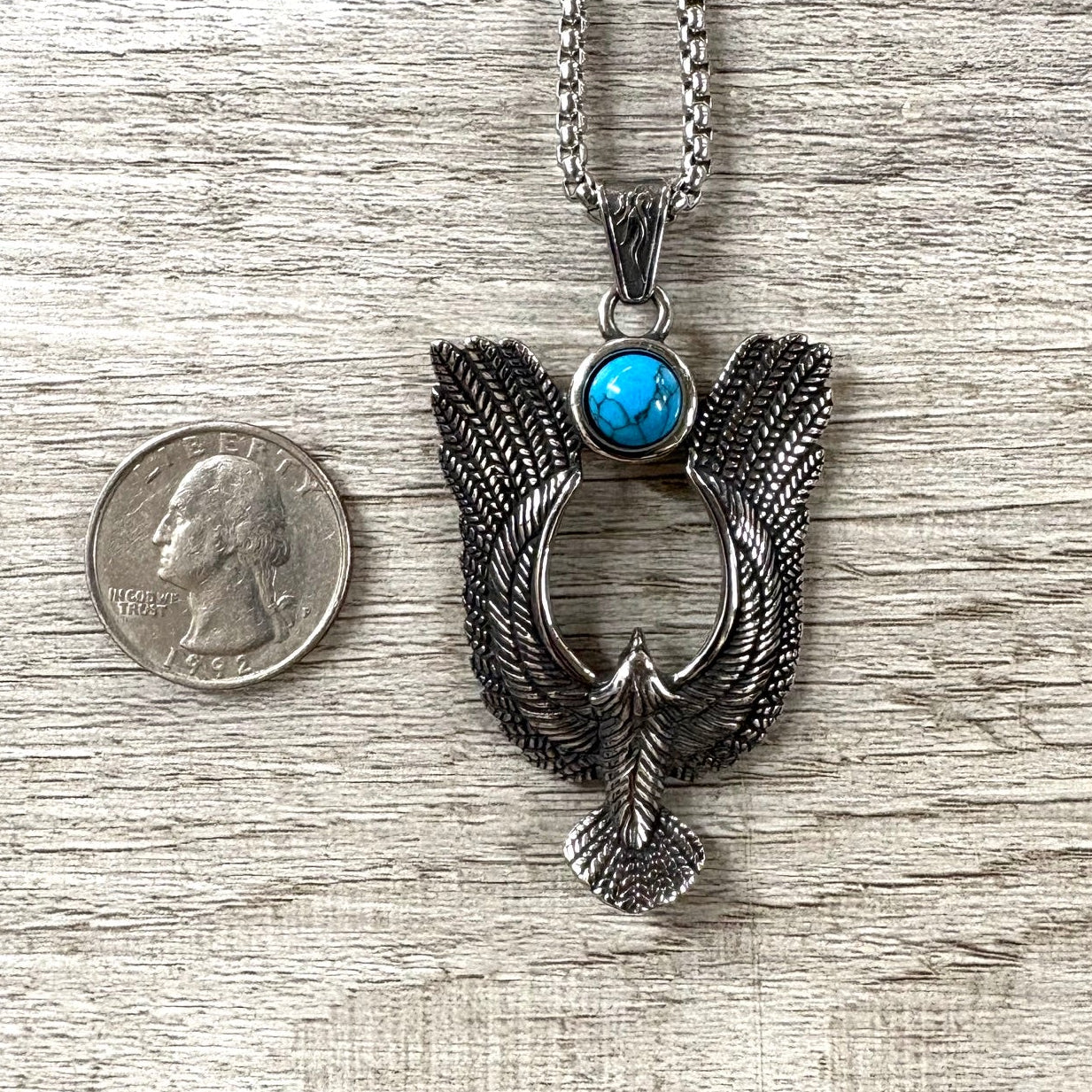 Stone Embellished Phoenix Stainless Steel Necklace