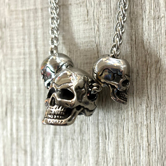 Triple Skull Stainless Steel Necklace