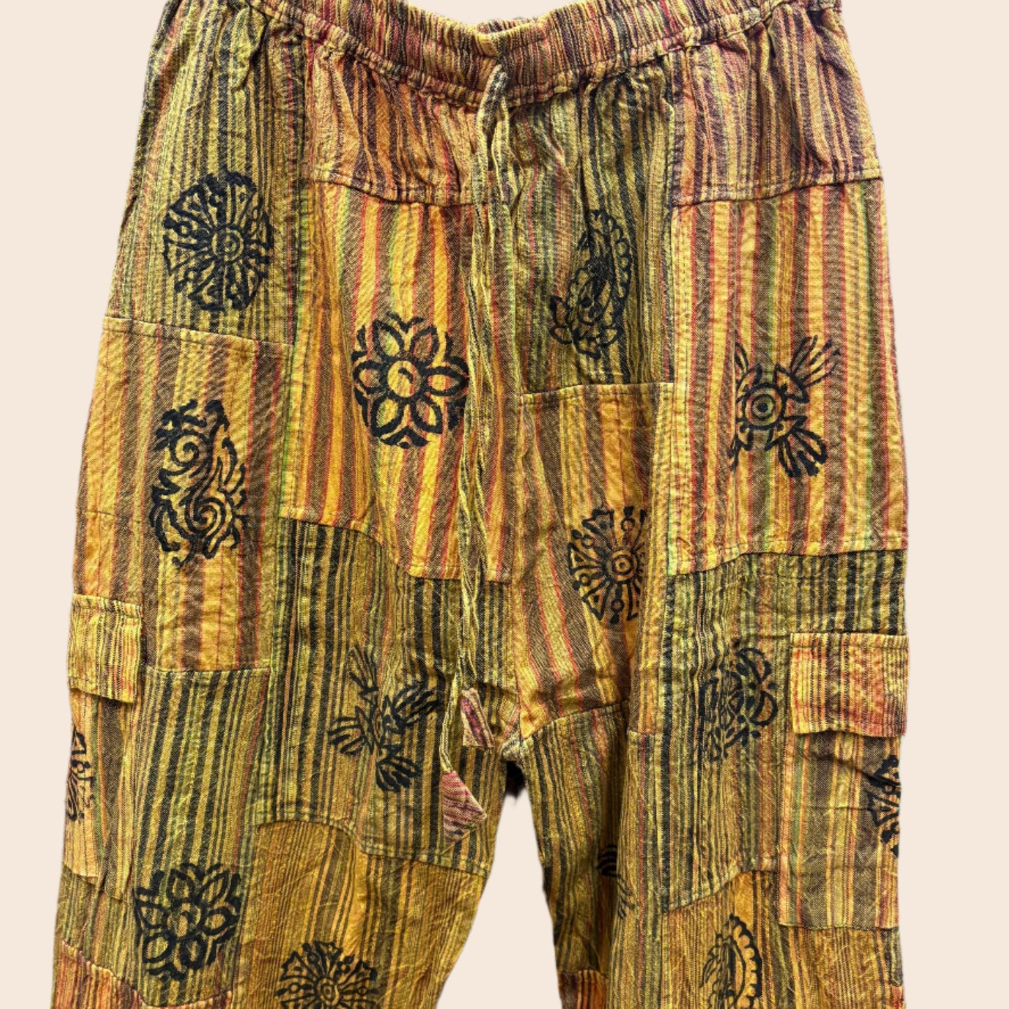 Solid Color Patchwork Pants