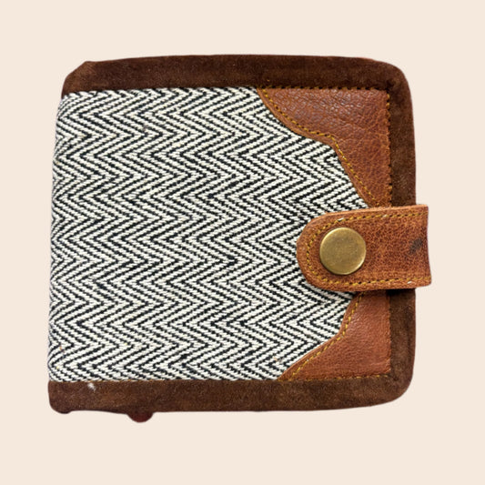 Cotton Hemp Leather Trim Wallet