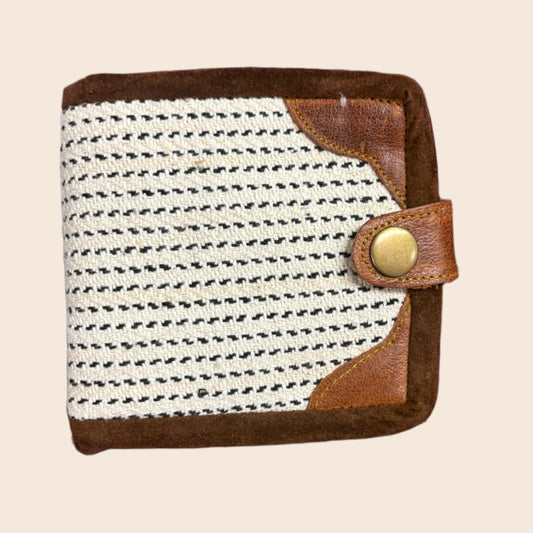 Cotton Hemp Leather Trim Wallet