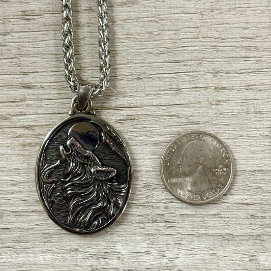 Howling Wolf Stainless Steel Necklace
